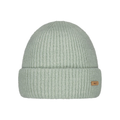Barts Witzia Beanie mintgroene geribbelde muts met omgeslagen rand en leren label