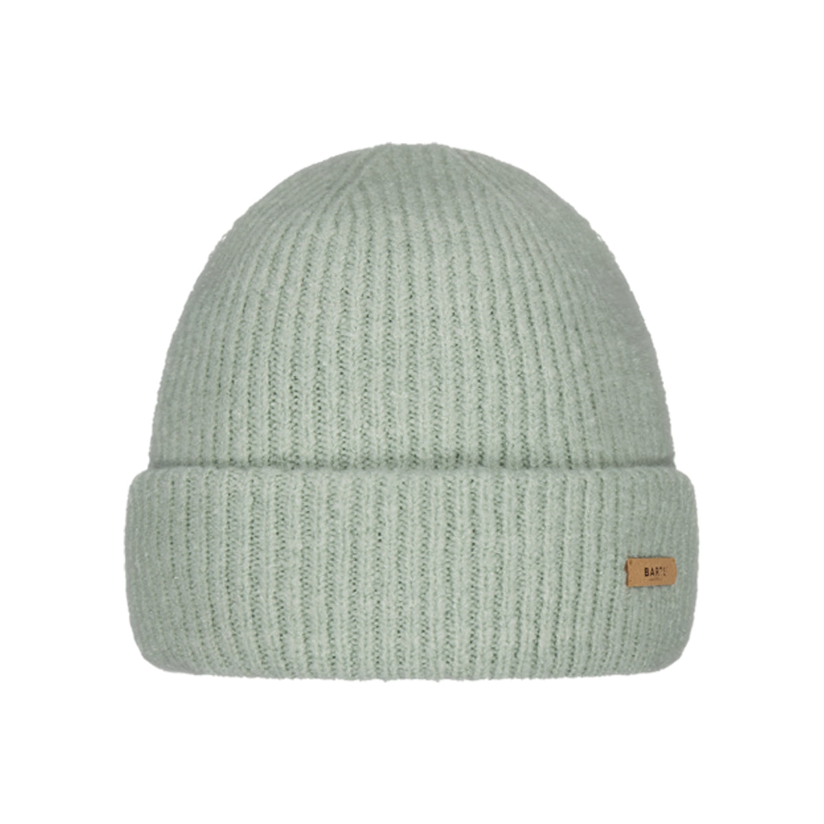 Barts Witzia Beanie mintgroene geribbelde muts met omgeslagen rand en leren label
