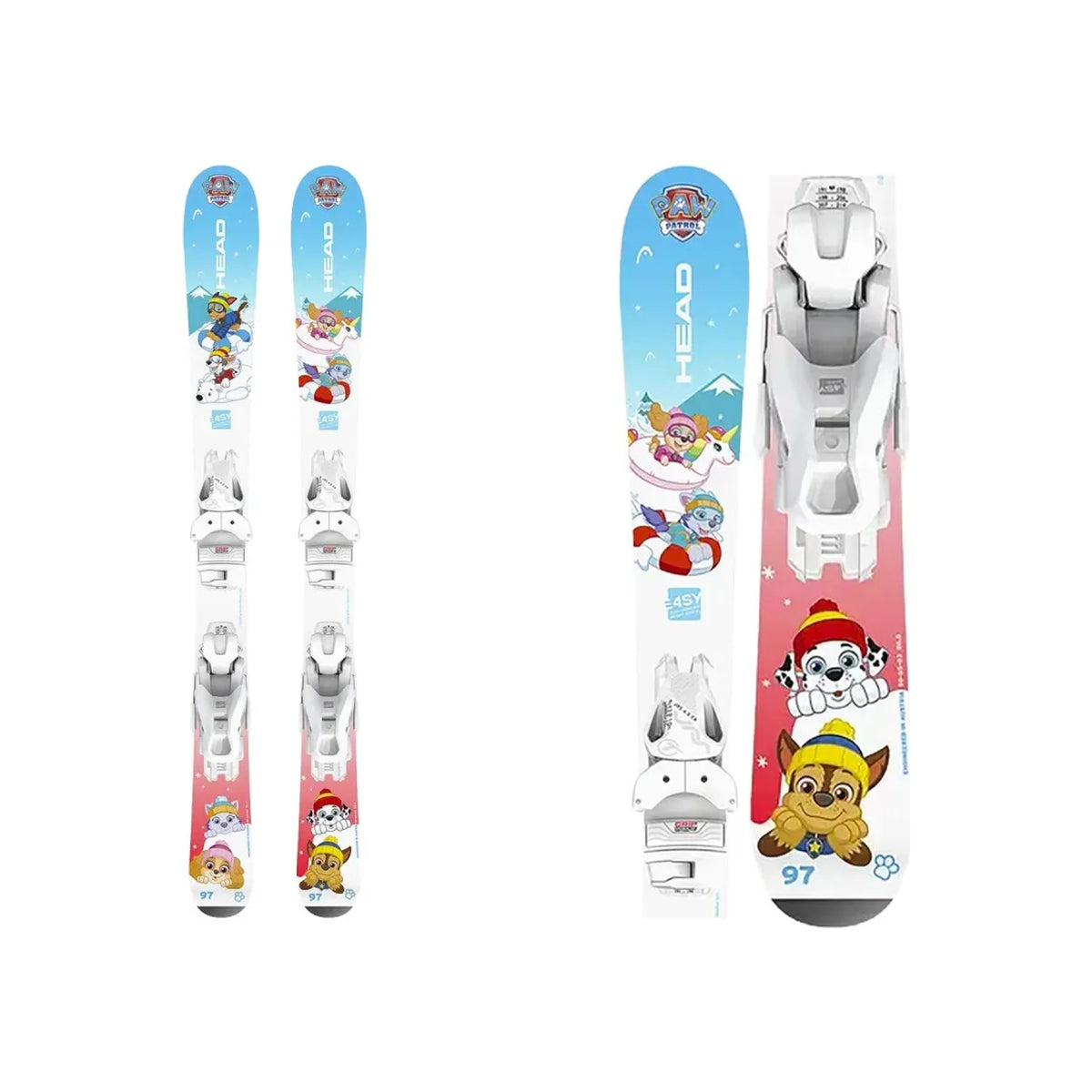 PAW Patrol kinder ski's met bindingen - complete ski set voor beginners met Marshall en Chase decoratie