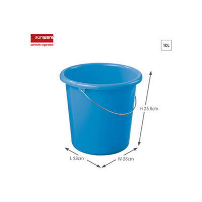 Blauwe emmer 10L met handvat, 28cm diameter, 25.6cm hoog - Supreme huishoudelijke schoonmaakemmer