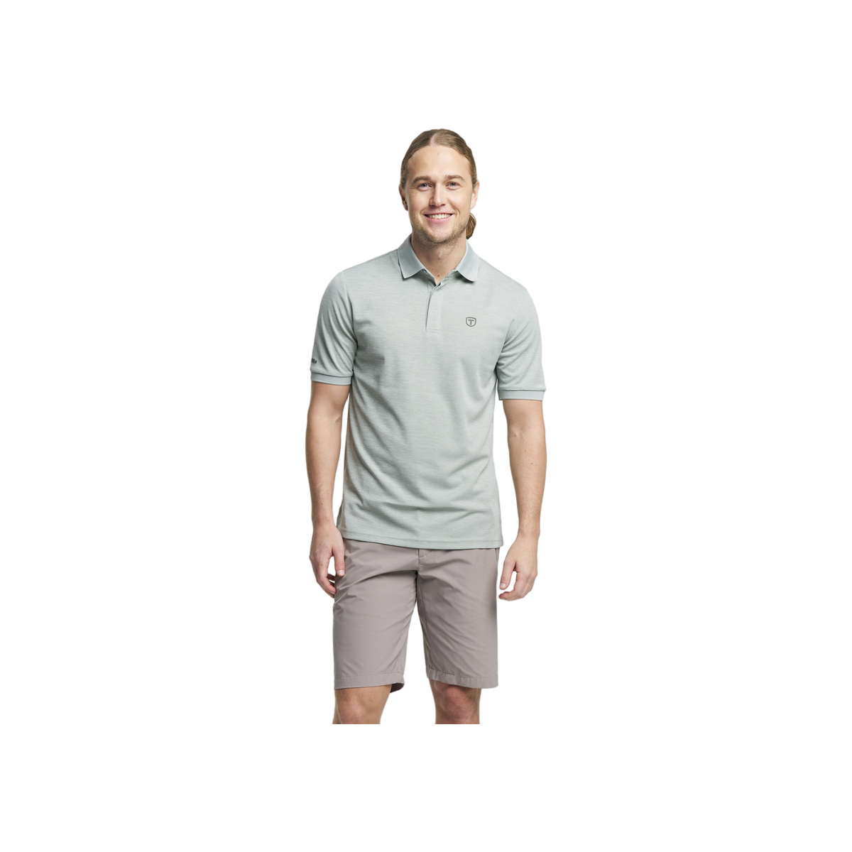 Tenson Txlite Melange Polo Men — Grey Green