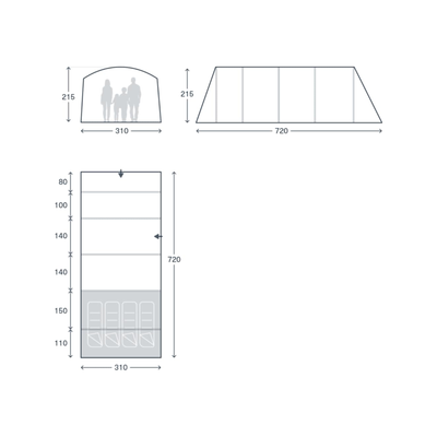 Kampa Saunton 04 Air 4-Persoons Opblaasbare Familietent