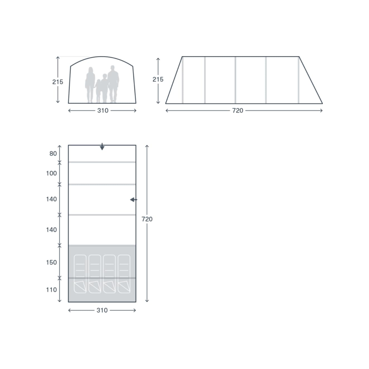 Kampa Saunton 04 Air 4-Persoons Opblaasbare Familietent