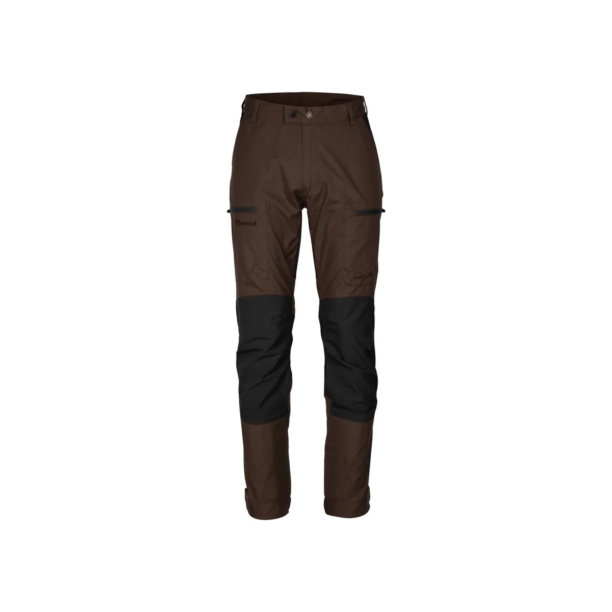 Bruine outdoor broek met zwarte knieversteviging voor heren - wandelbroek met zakken