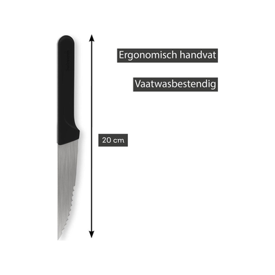 Barbecook Olivia set van 4 steak messen uit rvs zwart 25cm