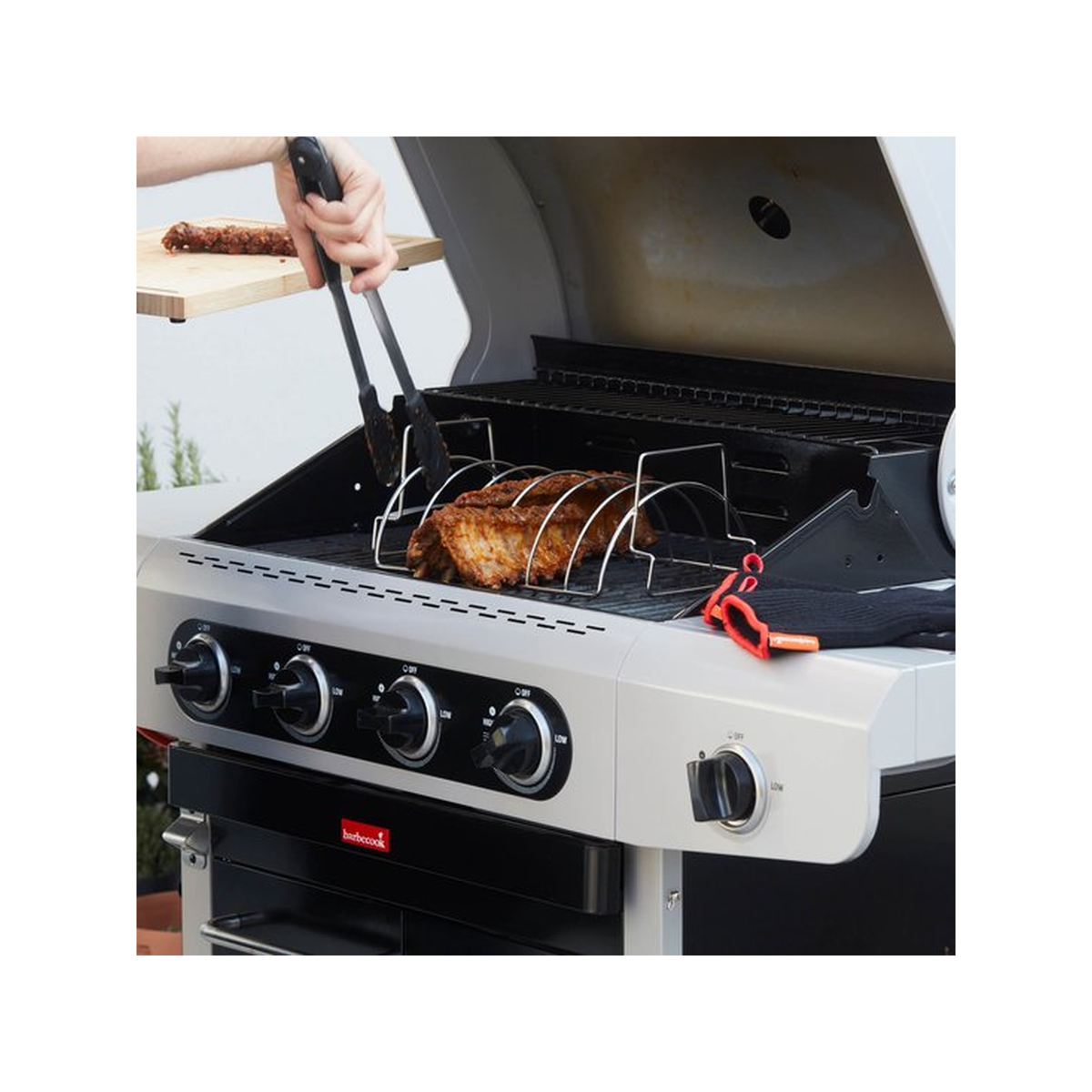 Barbecook vlees- en ribrek uit rvs