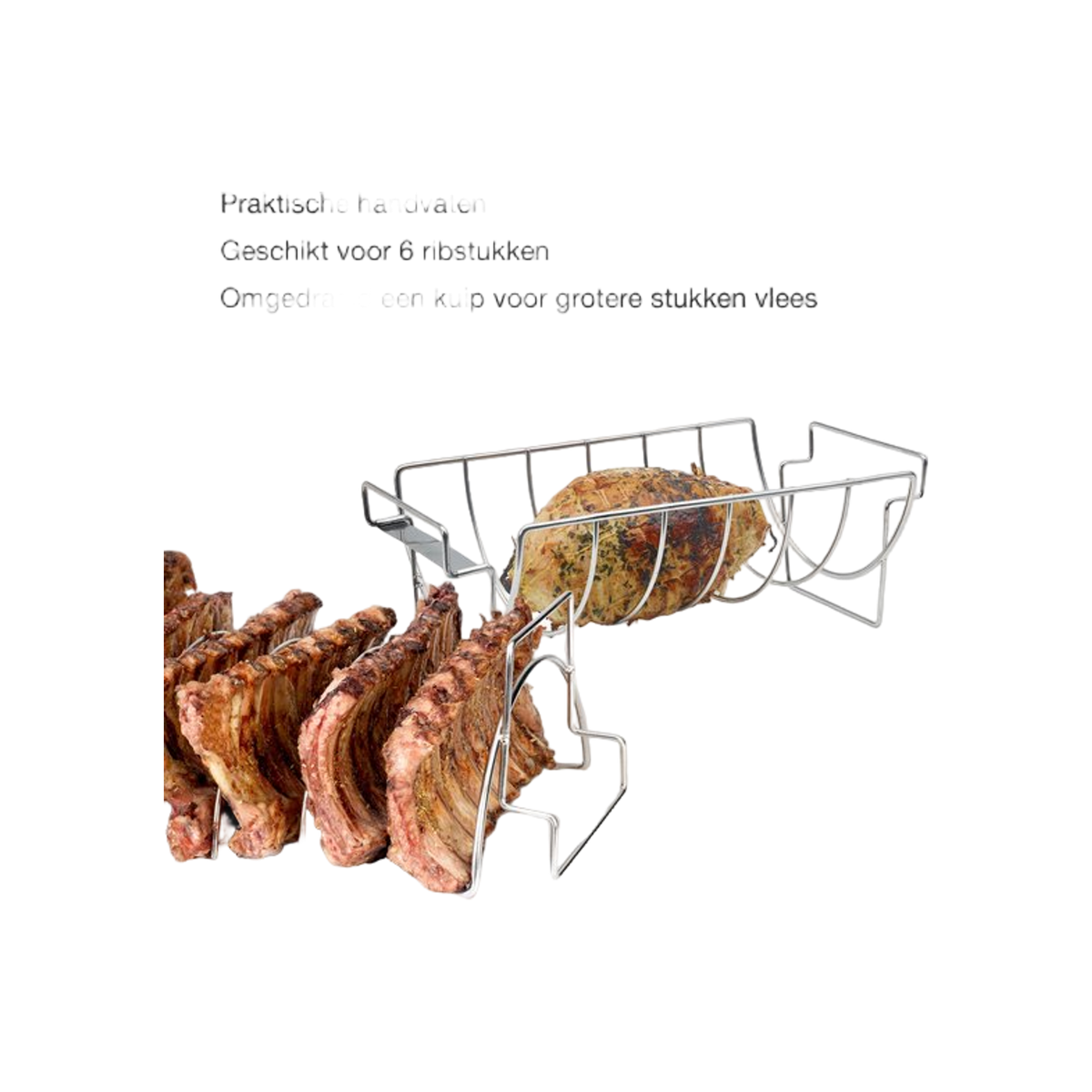 Barbecook vlees- en ribrek uit rvs