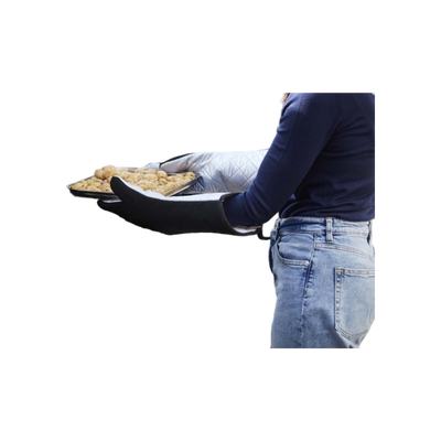 Barbecook paar lange handschoenen uit katoen en aluminiumisolatie zwart 40cm