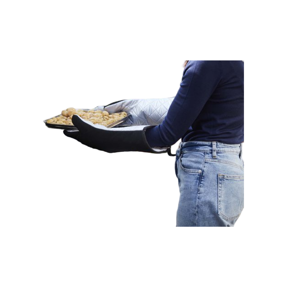 Barbecook paar lange handschoenen uit katoen en aluminiumisolatie zwart 40cm