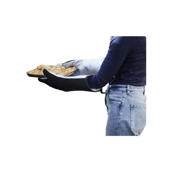 Barbecook paar lange handschoenen uit katoen en aluminiumisolatie zwart 40cm