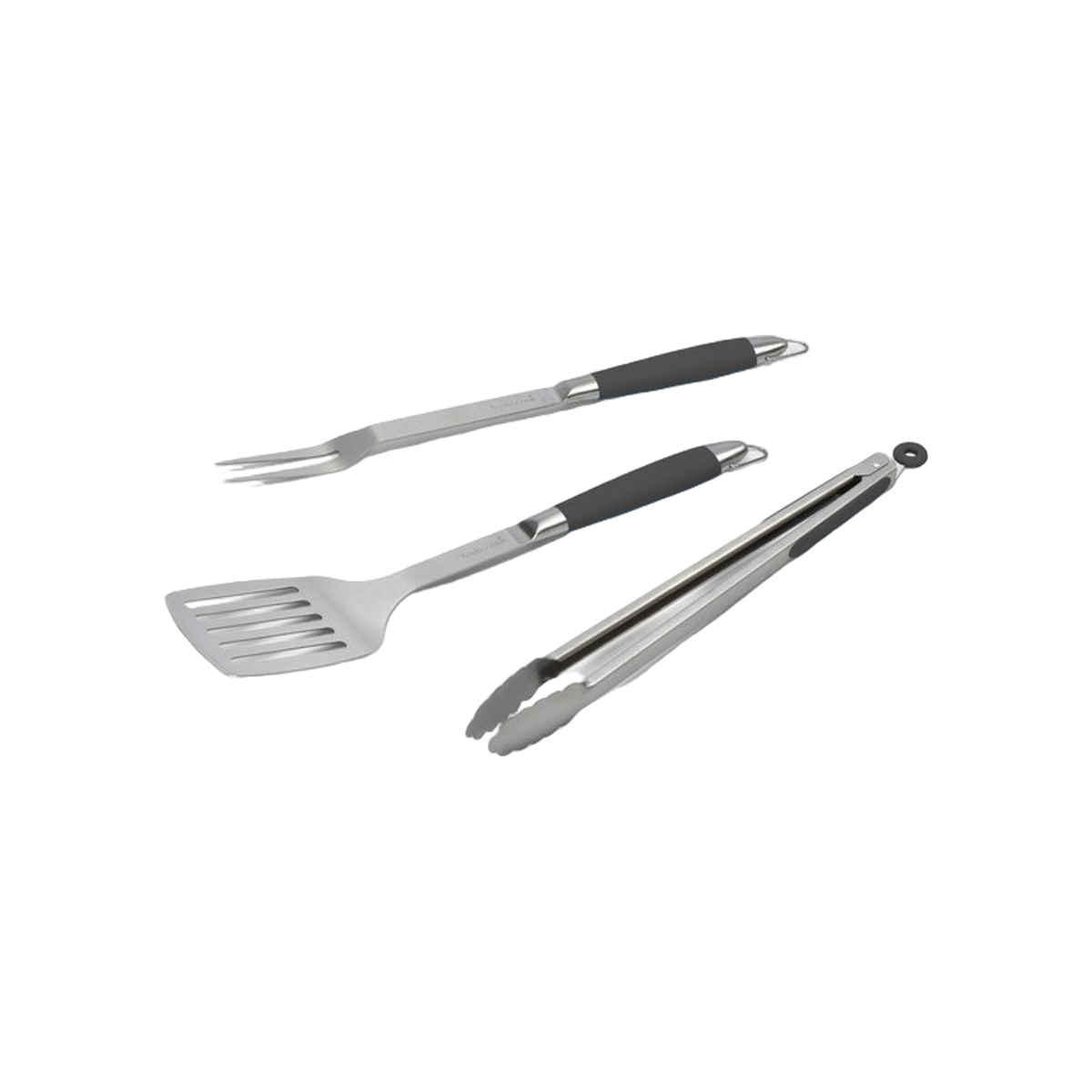 Barbecook Black Pepper set van spatel, vork en tang rvs zwart 43cm