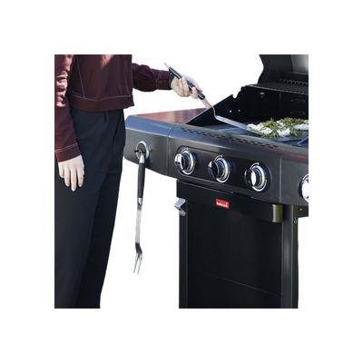 Barbecook Black Pepper set van spatel, vork en tang rvs zwart 43cm