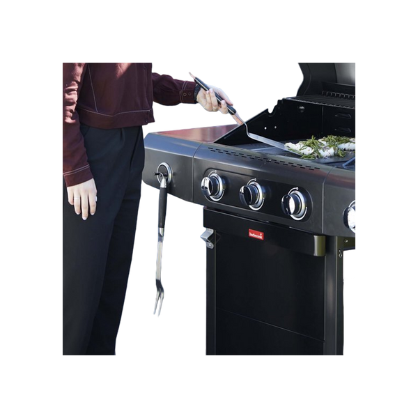 Barbecook Black Pepper set van spatel, vork en tang rvs zwart 43cm