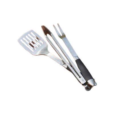 Barbecook Black Pepper set van spatel, vork en tang rvs zwart 43cm