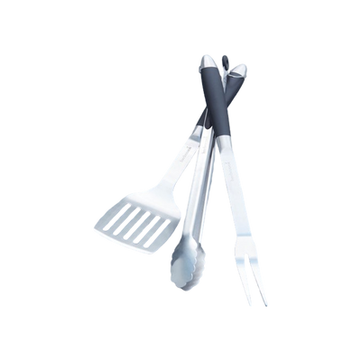 Barbecook Black Pepper set van spatel, vork en tang rvs zwart 43cm
