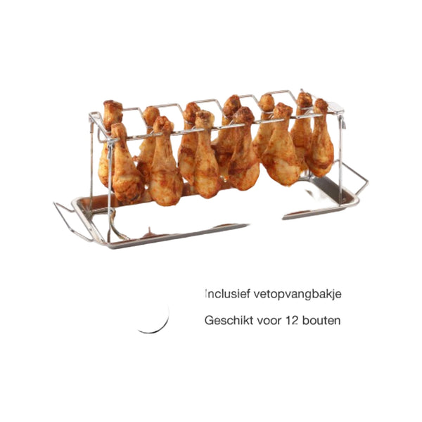 Barbecook rek voor 12 drumsticks uit rvs
