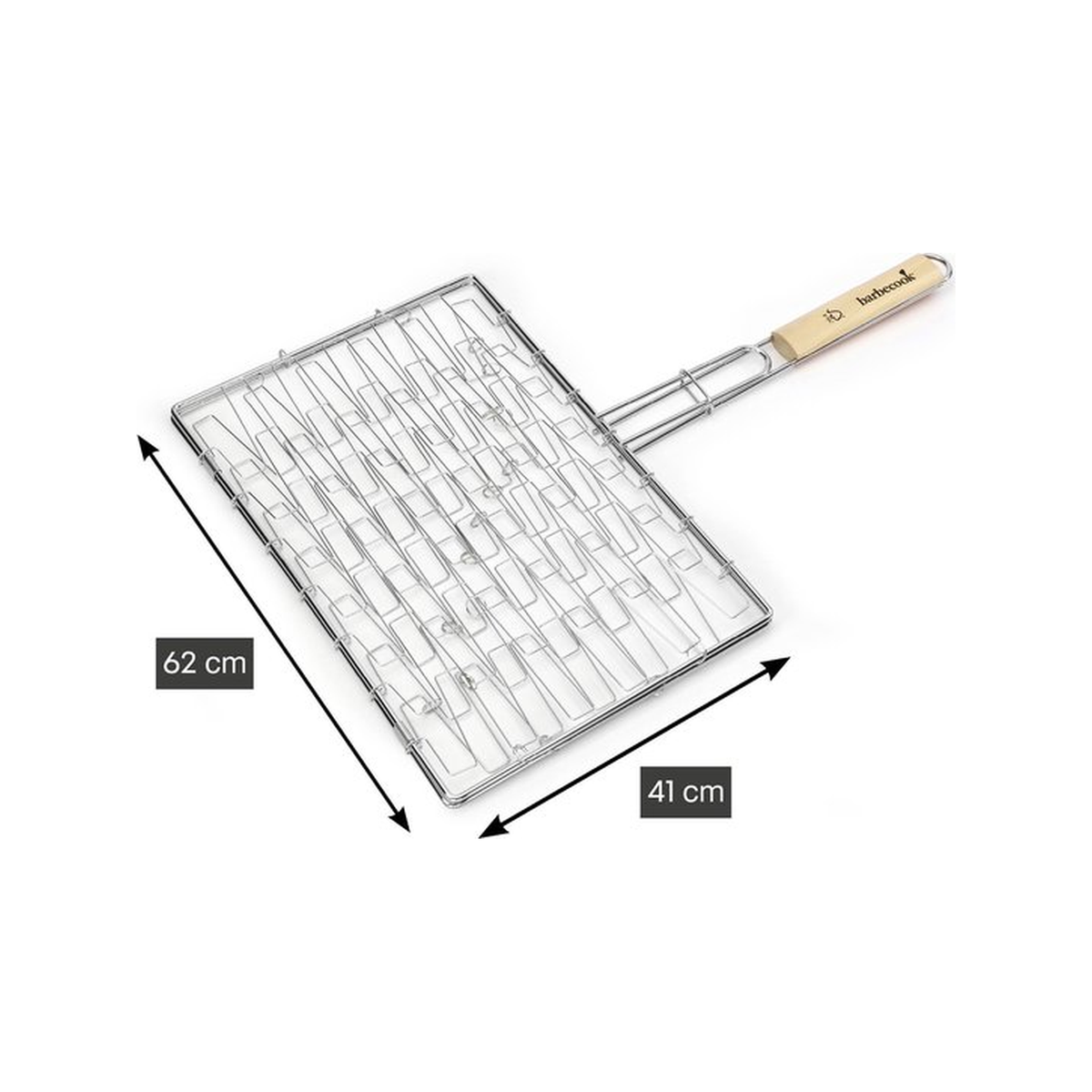 Barbecook elastische grill uit chroom en hout 40x28cm