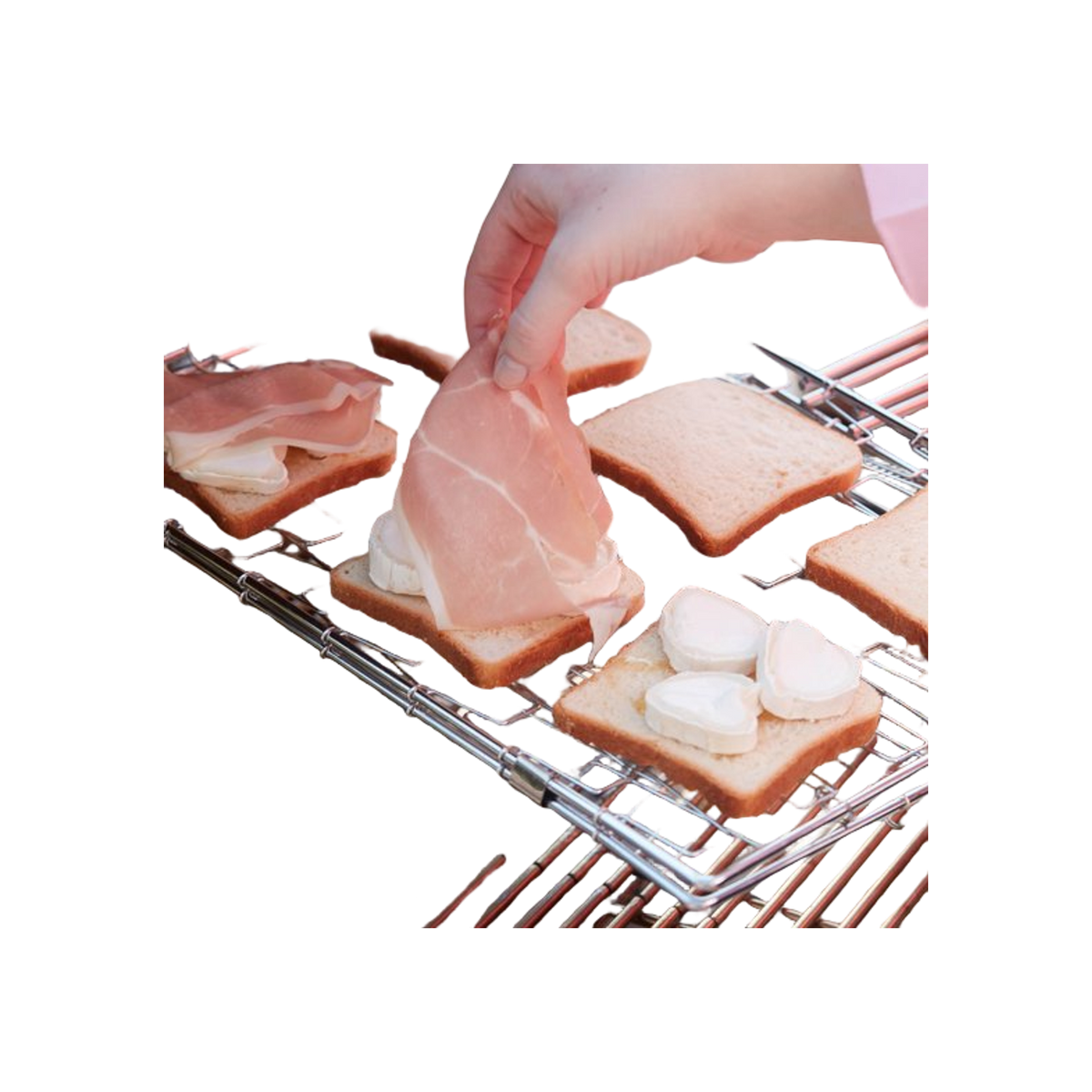 Barbecook elastische grill uit chroom en hout 40x28cm