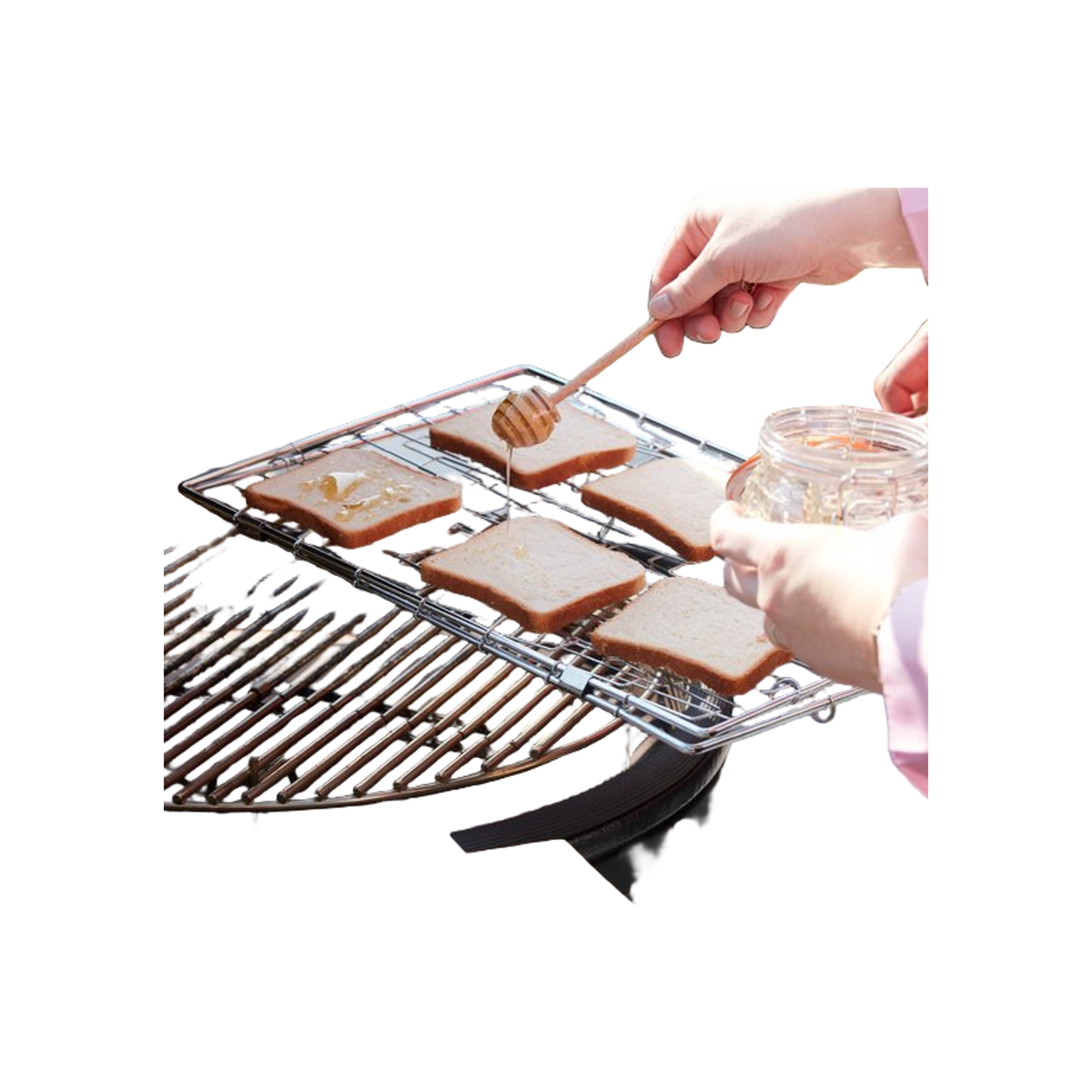 Barbecook elastische grill uit chroom en hout 40x28cm