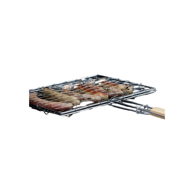 Barbecook elastische grill uit chroom en hout 40x28cm