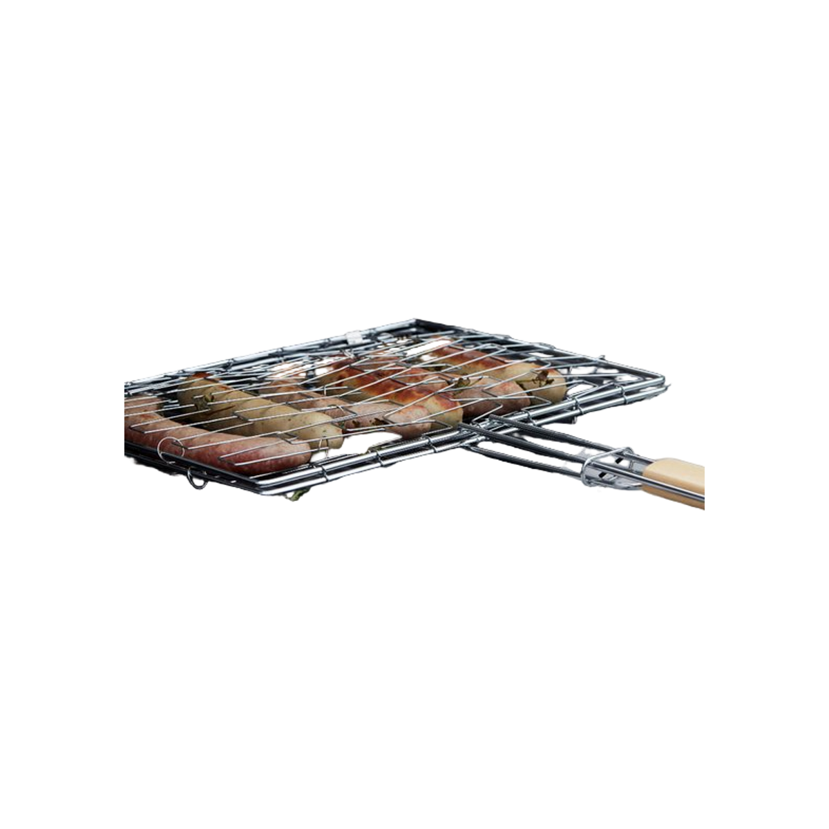 Barbecook elastische grill uit chroom en hout 40x28cm