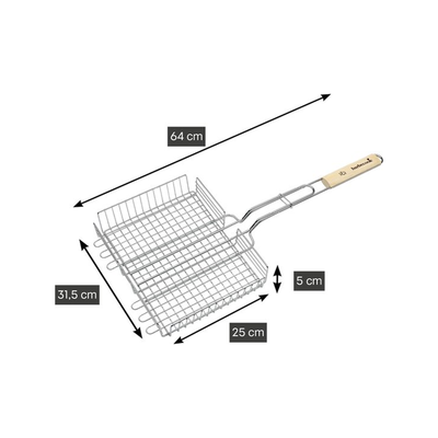 Barbecook Doppelrost aus Chrom und Holz 31,5x25x5cm