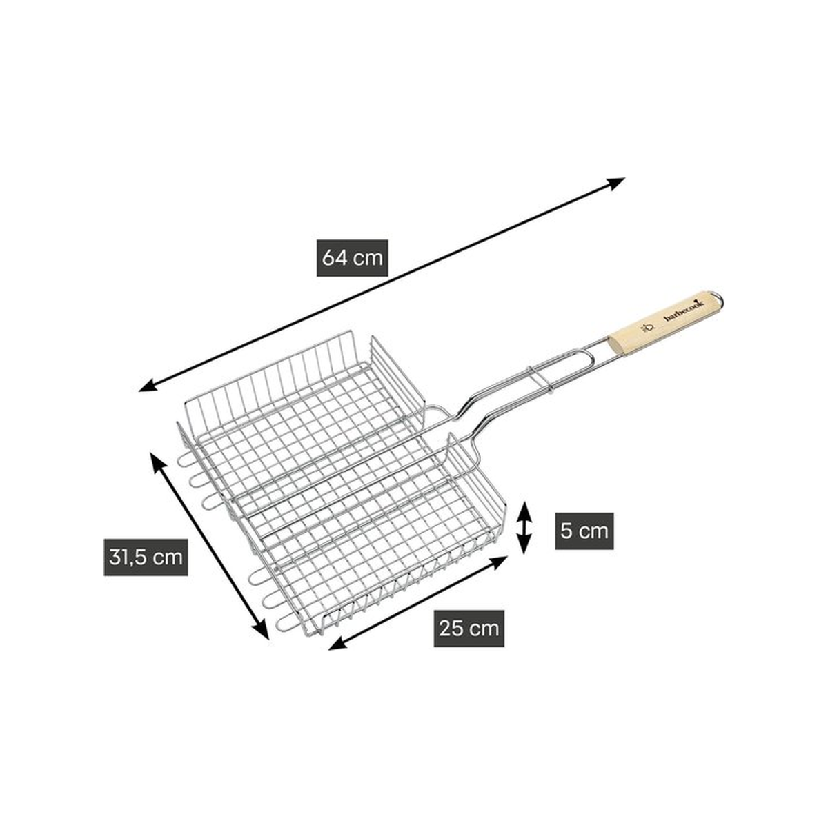 Barbecook Doppelrost aus Chrom und Holz 31,5x25x5cm