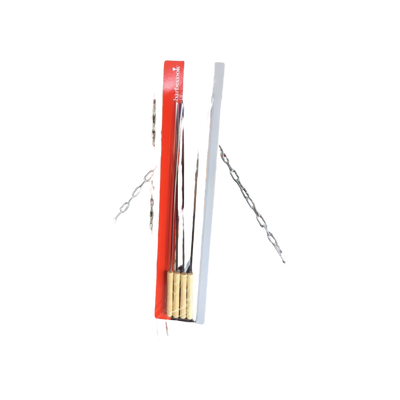 Barbecook set van 4 spiezen uit chroom en hout 43cm