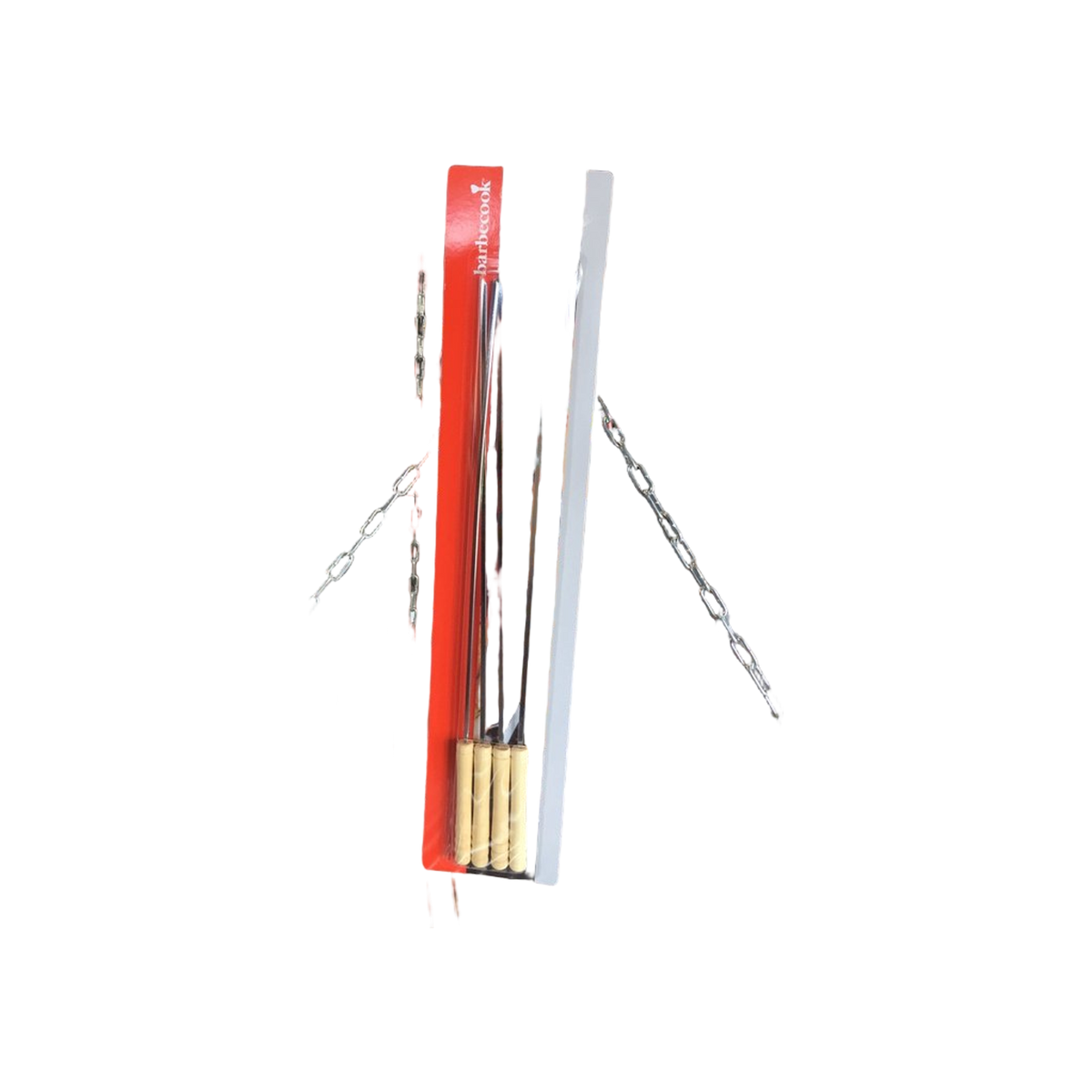 Barbecook set van 4 spiezen uit chroom en hout 43cm