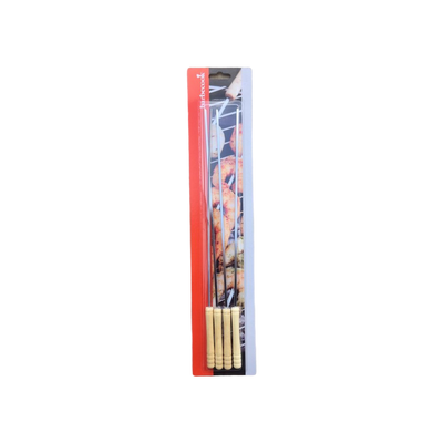 Barbecook set van 4 spiezen uit chroom en hout 43cm