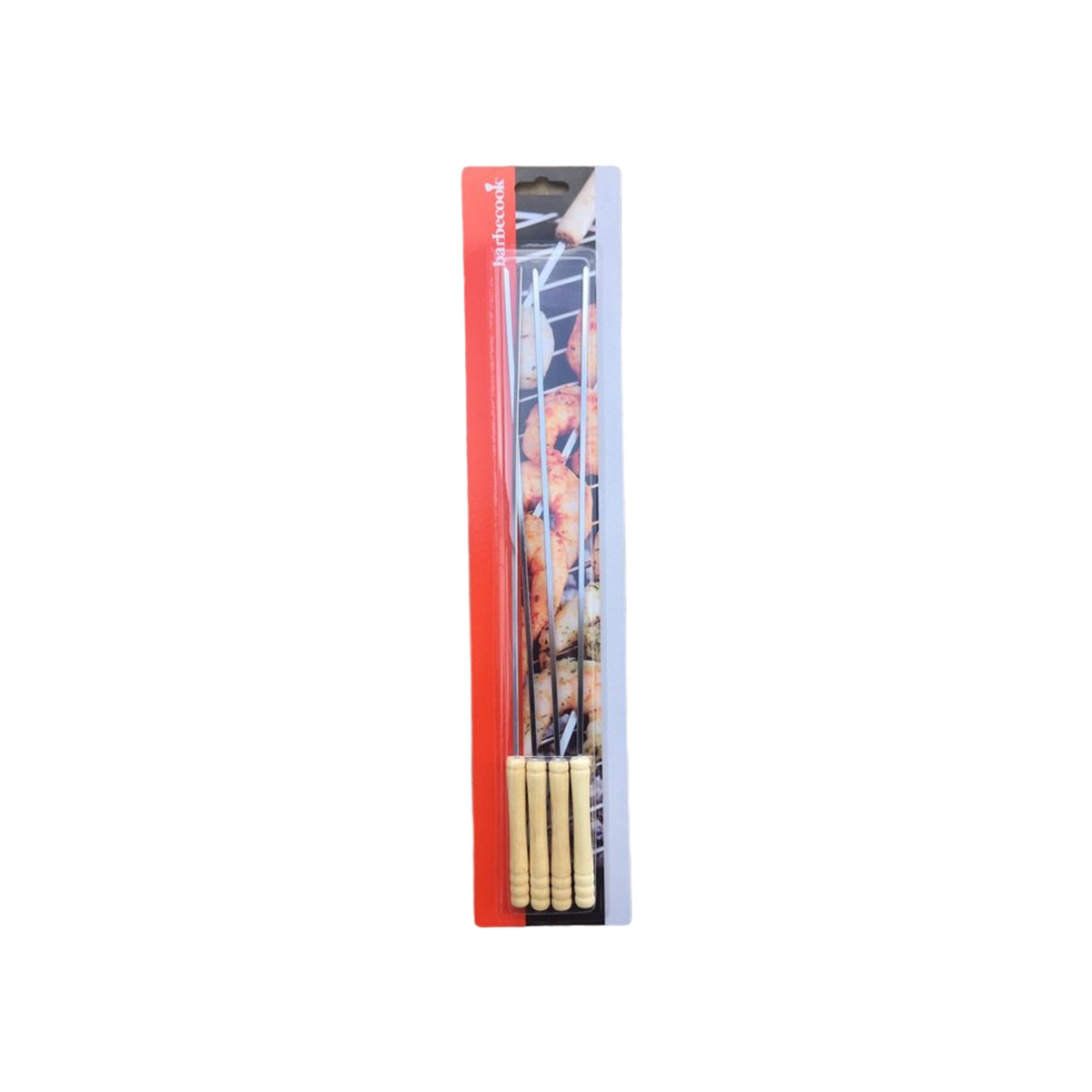Barbecook set van 4 spiezen uit chroom en hout 43cm