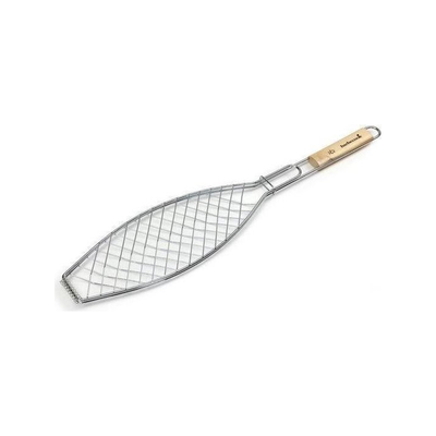 Barbecook visgrill uit chroom en hout 66x14cm