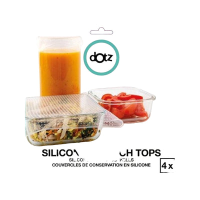 Dotz Set Van 4 Vierkante Silicone Vershouddeksels 9.5, 14, 19 En 25Cm