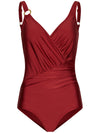 Pastunette V-neck swimsuit — Dark Red