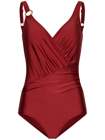 Pastunette V-neck swimsuit — Dark Red