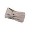 Beige gebreide haarband met geknoopt detail en wollig textuur voor dames