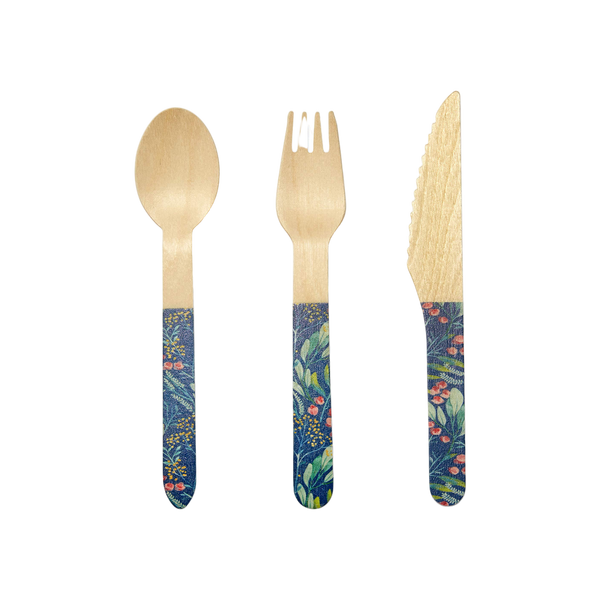 Kikkerland Wood Cutlery Floral