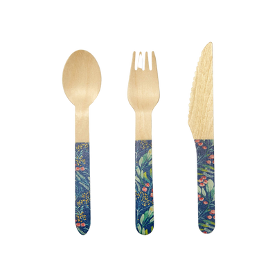 Kikkerland Wood Cutlery Floral