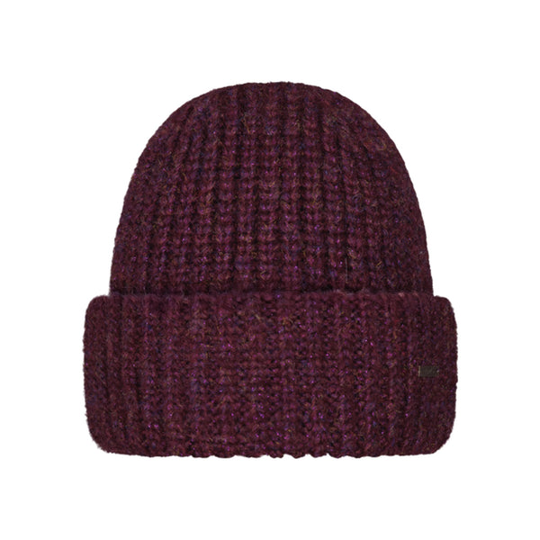 Bordeauxrode gebreide muts met omgeslagen rand, warme winterbeanie