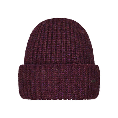 Bordeauxrode gebreide muts met omgeslagen rand, warme winterbeanie