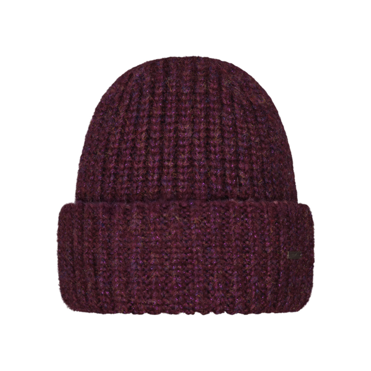 Bordeauxrode gebreide muts met omgeslagen rand, warme winterbeanie