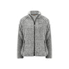 Grijze pluizige fleece jas met rits en opstaande kraag voor dames