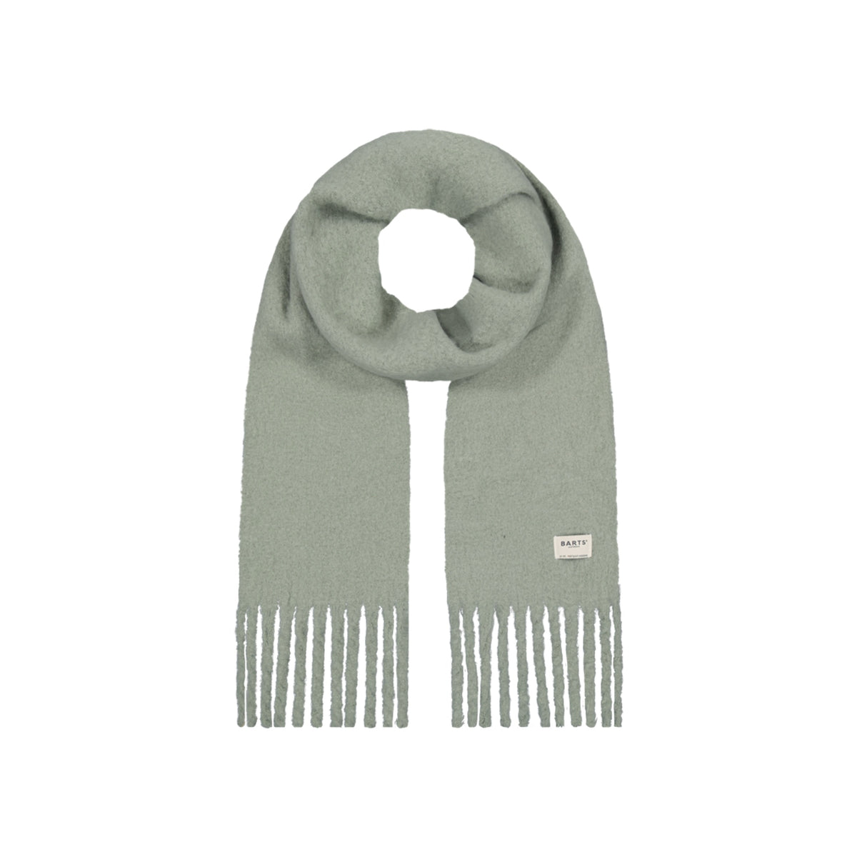 Mintgroene sjaal met franjes en label