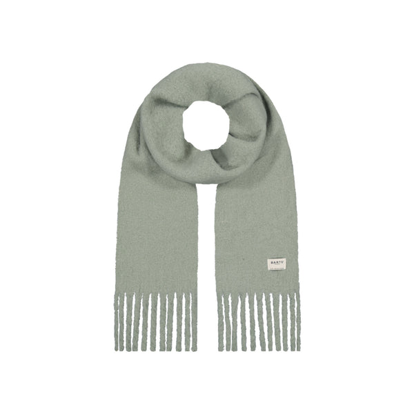 Mintgroene sjaal met franjes en label