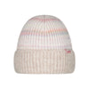 Gebreide beige muts met omgevouwen rand en merklogo label