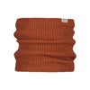 Roestbruine gebreide col sjaal met ribpatroon en merklogo label