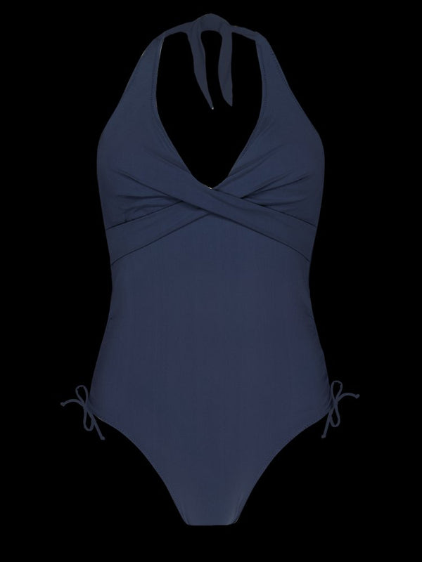 Barts Solid Halter One Piece — Navy