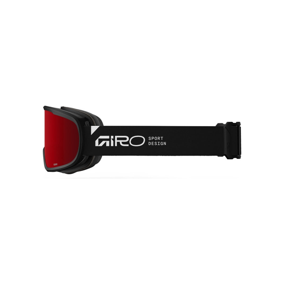 Giro Sport Design skibril met rode lens en zwarte band, zijaanzicht