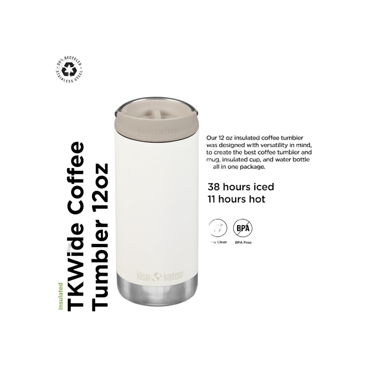 Klean Kanteen TKWide 355lml/12oz met Café Cap