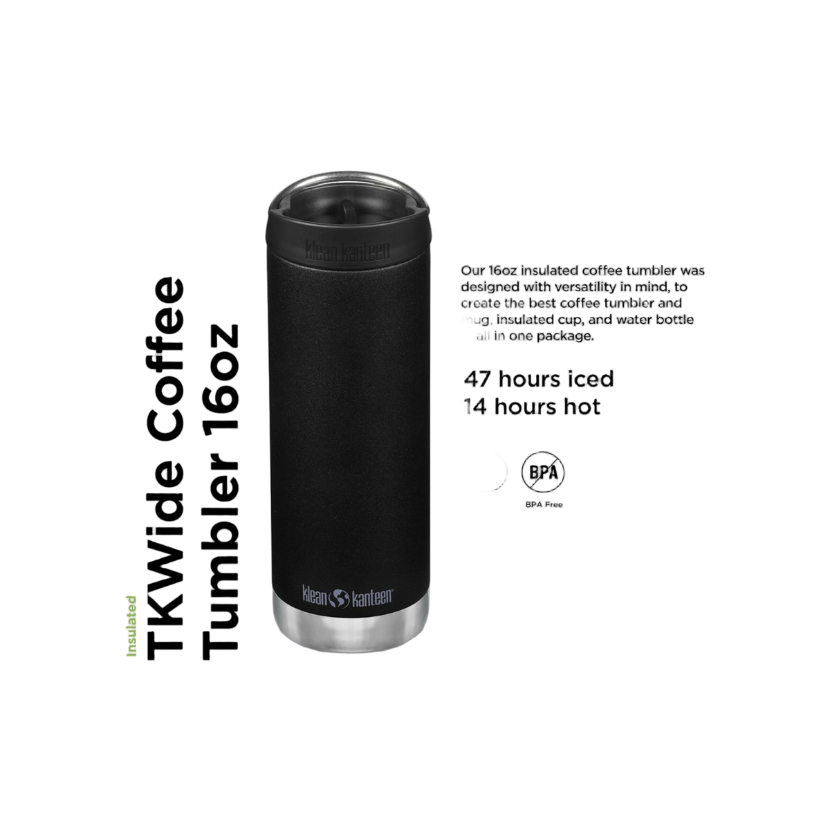 Klean Kanteen TKWide 473ml/16oz met Café Cap